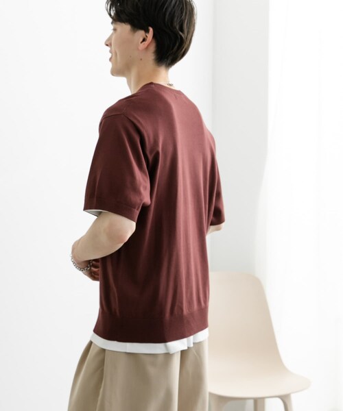 SENSE OF PLACE by URBAN RESEARCH(センスオブプレイスバイアーバンリサーチ)の「クルーネックニットショートスリーブTシャツ(ニット/セーター・メンズ・BLACK/BROWN/GREEN・M/L)」の18枚目の写真