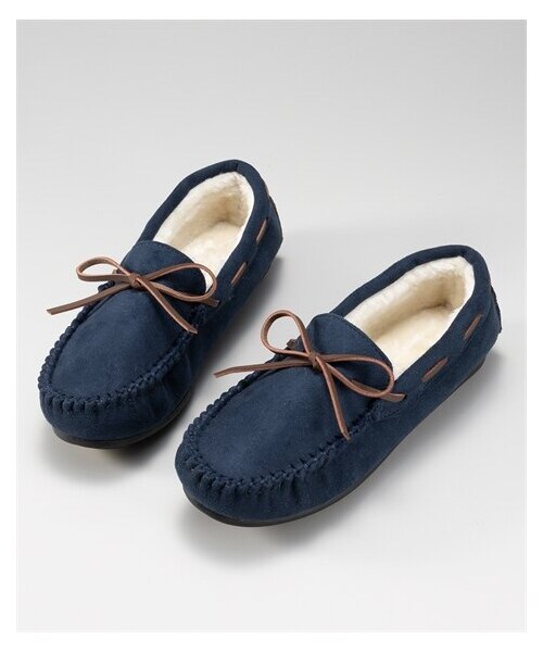 nissen（ニッセン）の「エコファーリボンモカシンシューズ（ワイズ３Ｅ）（バレエシューズ・メンズ・黒/ベージュ/オーク/キャメル/スモーキーグリーン/ネイビー/スモーキーライラック/アイボリー×ツイード調/ライトグレー/黒×ツイード調・SS=21.0~21.5cm/S=22.0~22.5cm/M=23.0~23.5cm/L=23.5~24.0cm/LL=24.5~25.0cm/3L=25.0~25.5cm）」の9枚目の写真