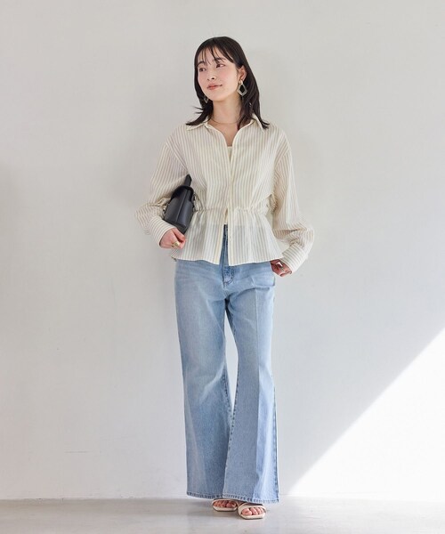 VIS（ビス）の「レイヤードストライプシャツ（シャツ/ブラウス・レディース・ホワイト/オフホワイト・F）」の6枚目の写真