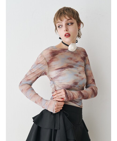 jouetie（ジュエティ）の「ニュアンスパターンシアートップス（セットアップ・レディース・ブルー/ベージュ・M）」の6枚目の写真