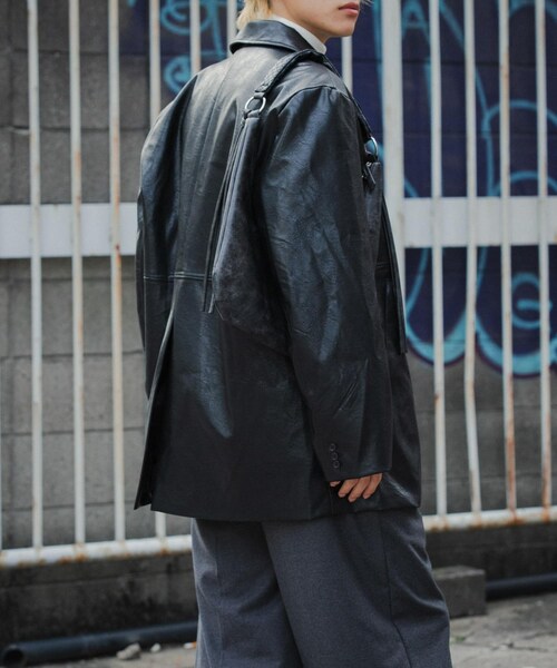 SENSE OF PLACE by URBAN RESEARCH（センスオブプレイスバイアーバンリサーチ）の「フェイクレザーミドルジャケット（テーラードジャケット・メンズ・BLACK/BROWN・M/L）」の6枚目の写真