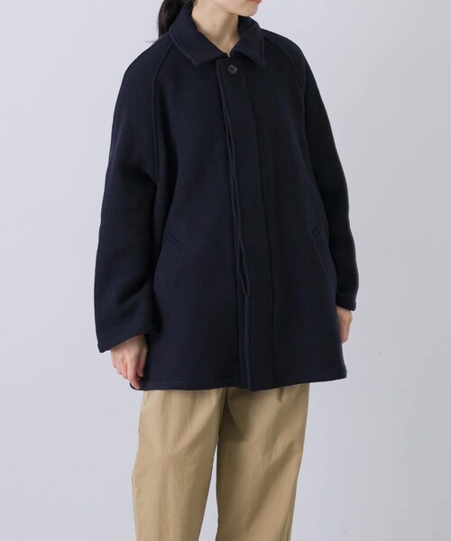 かぐれ（カグレ）の「Harrow Town Stores　BALMACAAN SHORT COAT（ステンカラーコート・レディース・NAVY・42）」の2枚目の写真