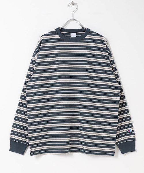 KBF(ケイビーエフ)の「CHAMPION LONG SLEEVE BORDER T-SHIRTS(Tシャツ/カットソー・レディース・NAVY/L.BROWN・L)」の2枚目の写真