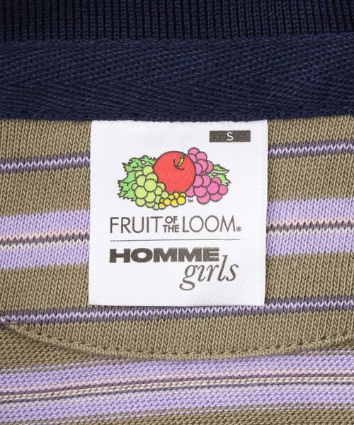 ADAM ET ROPE'(アダムエロペ)の「【HOMME girls×FRUIT OF THE LOOM】Striped Long Sleeve Polo(ポロシャツ・レディース・ラベンダー・S)」の10枚目の写真