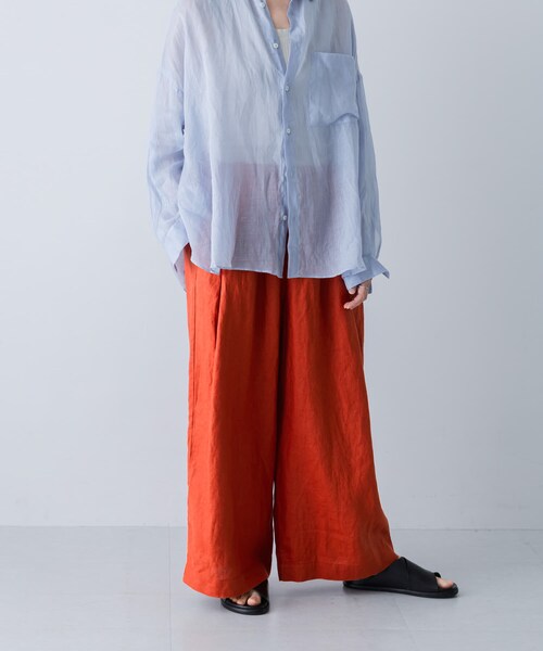 かぐれ（カグレ）の「カラーリネンクロップドパンツ（その他パンツ・レディース・BLACK/BEIGE/BLUE/RED・Free）」の4枚目の写真