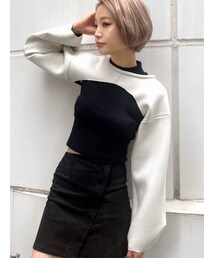 EMODA | ボンディングクロップドトップ(Tシャツ/カットソー)