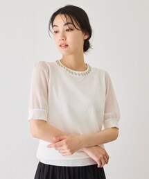 Jayro | 衿ビジュー袖シフォンプルオーバー(ニット/セーター)