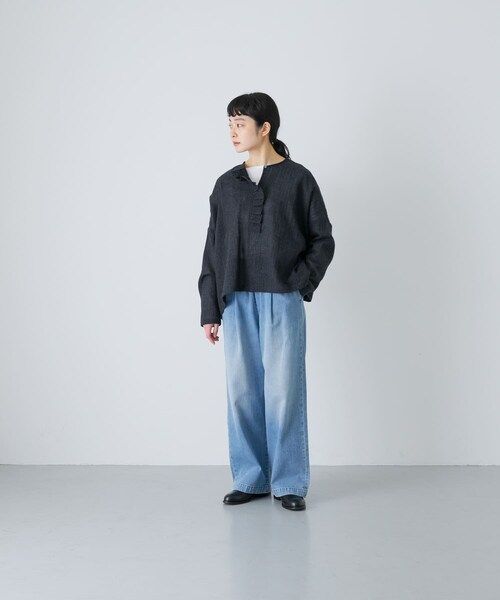 かぐれ（カグレ）の「ウールワイドフリルプルオーバー（シャツ/ブラウス・レディース・CHECK/CHARCOAL・Free）」の10枚目の写真