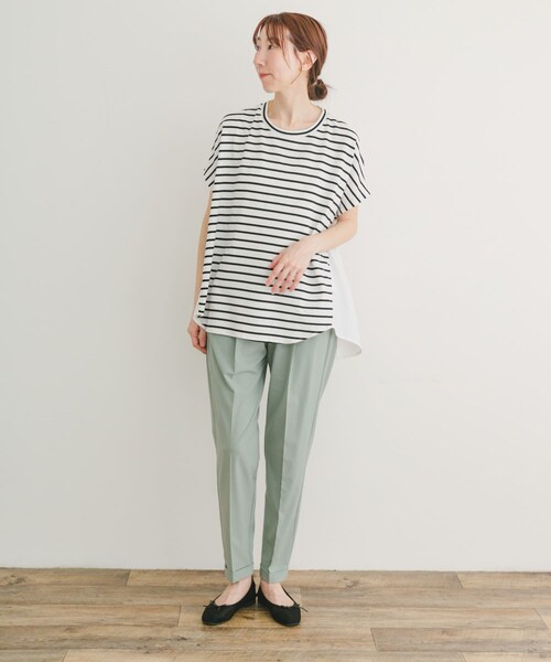 ITEMS URBANRESEARCH（アイテムズ アーバンリサーチ）の「ナイロンドッキングフレンチプルオーバー（Tシャツ/カットソー・レディース・NVY×OFF/OFF×BLK/MNT・FREE）」の8枚目の写真