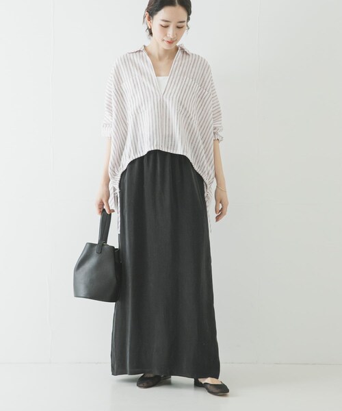 URBAN RESEARCH（アーバンリサーチ）の「キュプラギャザーIラインスカート（スカート・レディース・L.BEIGE/CHARCOAL/BLACK・36/38）」の8枚目の写真