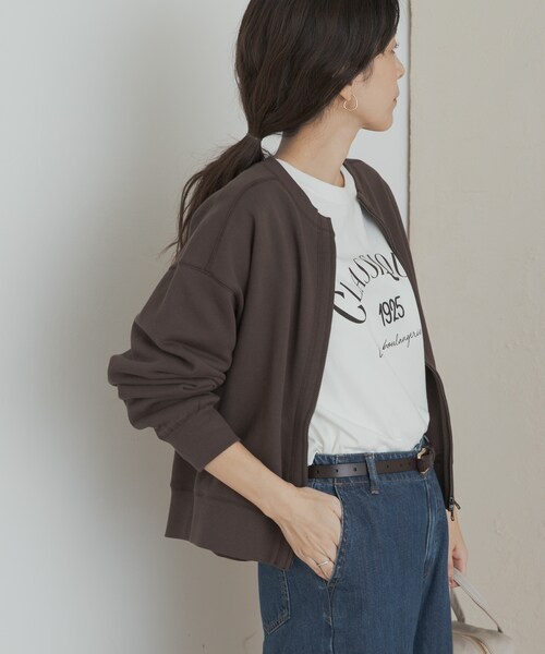 URBAN RESEARCH DOORS（アーバンリサーチドアーズ）の「『WEB/一部店舗限定カラー』コットンスウェットZIPカーディガン（カーディガン/ボレロ・レディース・GRAY/BROWN/CHARCOAL/BLUE・M）」の19枚目の写真