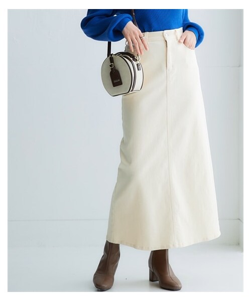 nissen（ニッセン）の「ストレッチゆるリラックスカラーデニムスカート（ゆったりヒップ）＜大きいサイズ有＞（スカート・レディース・ソフトピンク/ソフトカーキ/バニラソフト/セサミグレー/ラベンダー・L/LL/3L/4L/5L/6L/8L/10L/M/S）」の3枚目の写真