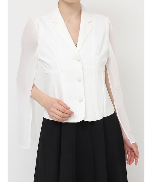 RESEXXY（リゼクシー）の「シアースリーブコルセットジャケット（テーラードジャケット・レディース・ホワイト/ブラック/ベージュ・F）」の2枚目の写真