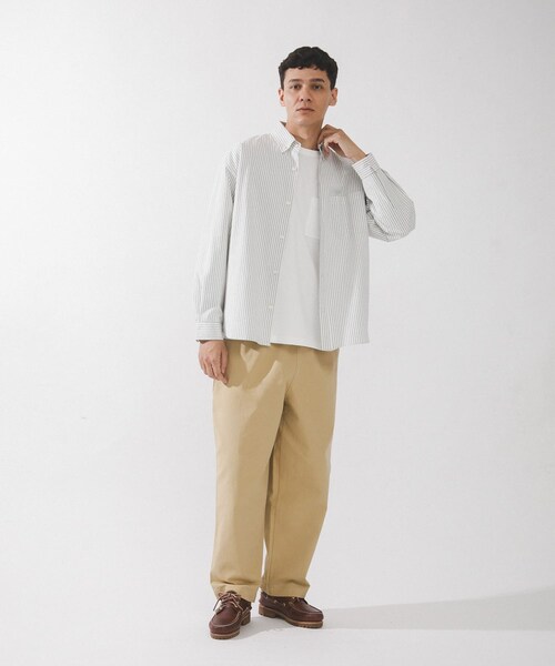 URBAN RESEARCH Sonny Label（アーバンリサーチサニーレーベル）の「抗菌オックスボタンダウンオーバーシャツ（シャツ/ブラウス・メンズ・オフ/サックス/オフストライプ・M/L/XL）」の8枚目の写真