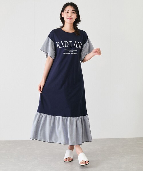 Jayro（ジャイロ）の「フロッキーロゴドッキングワンピース（ワンピース・レディース・ブラック/グレー/ネイビー・M）」の3枚目の写真