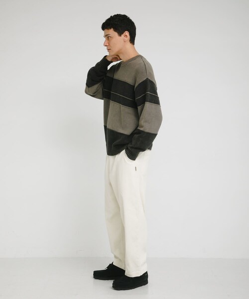 URBAN RESEARCH Sonny Label（アーバンリサーチサニーレーベル）の「ピグメントパネルボーダーニット（ニット/セーター・メンズ・ブラック/ネイビー・M/L）」の11枚目の写真