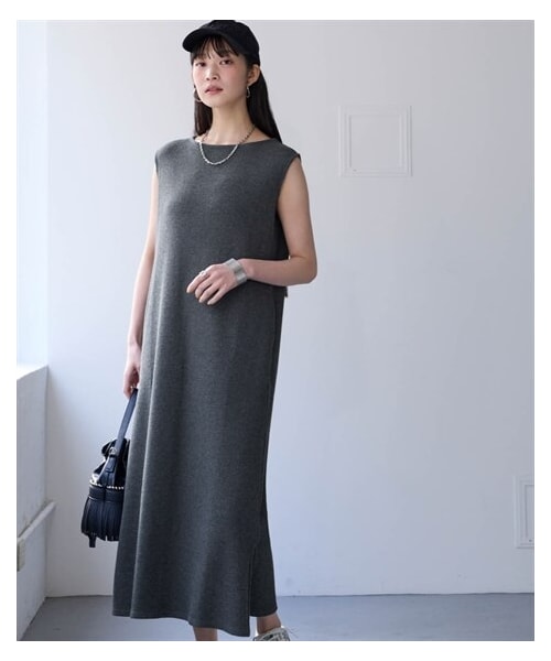 nissen（ニッセン）の「綿１００％ドライタッチワッフルノースリーブロング丈ワンピース（UVカット・吸汗速乾）（ワンピース・レディース・杢チャコールグレー/黒/ナチュラル/ライトカーキ・S/M/L/LL/3L/4L/5L/6L/8L/10L）」の15枚目の写真