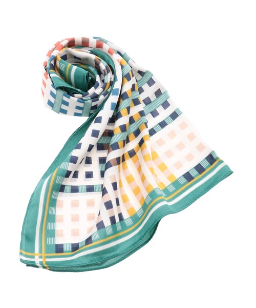 dazzlin（ダズリン）の「カラフルチェックスカーフ（マフラー・レディース・ブラック/グリーン/ネイビー・F）」の2枚目の写真