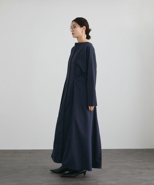 ADAM ET ROPE'(アダムエロペ)の「【Baserange(ベースレンジ)】NIKA DRESS(ドレス・レディース・ネイビー・XS)」の5枚目の写真