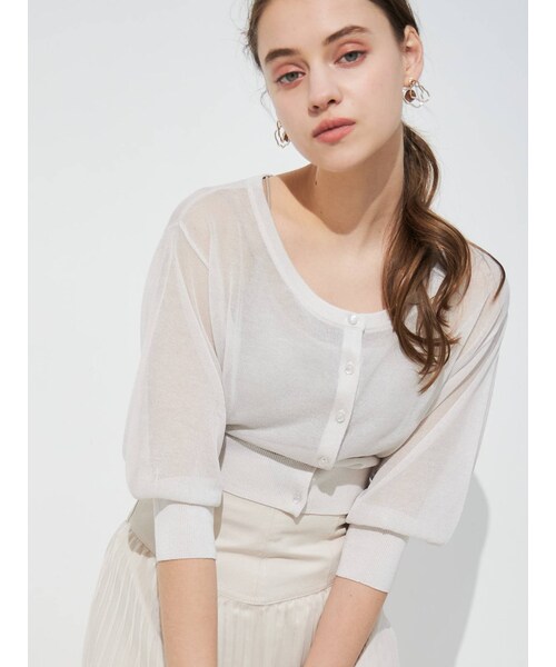 MERCURYDUO（マーキュリーデュオ）の「2WAYシアーコンパクトカーディガン（カーディガン/ボレロ・レディース・ブラウン/ブルー/オフホワイト/ブラック/ベージュ・F）」の13枚目の写真