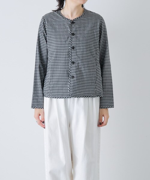 かぐれ(カグレ)の「Yoli GINGHAM REVERSIBLE JACKET(ノーカラージャケット・レディース・BLACKBLACK・1)」の11枚目の写真