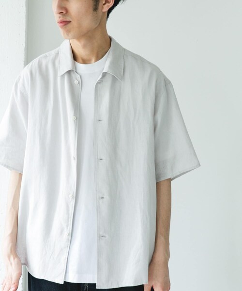 URBAN RESEARCH DOORS(アーバンリサーチドアーズ)の「カバーリングリネン キャンプカラーシャツ(シャツ/ブラウス・メンズ・L.GRAY/DARK NAVY/OLV CHECK・M/L)」の9枚目の写真