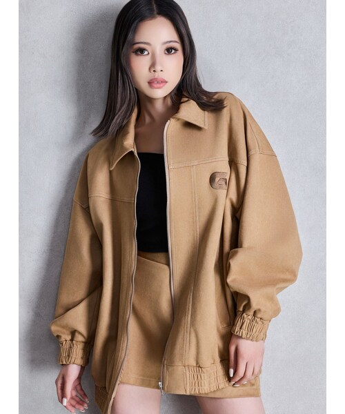 GYDA（ジェイダ）の「Gバックエンボスジャケット（ブルゾン・レディース・ブラック/ベージュ・F）」の4枚目の写真