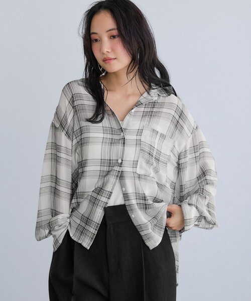VIS(ビス)の「チェック&シアーオーバーシャツ(シャツ/ブラウス・レディース・ブラック系/ホワイト系/キナリ・F)」の20枚目の写真