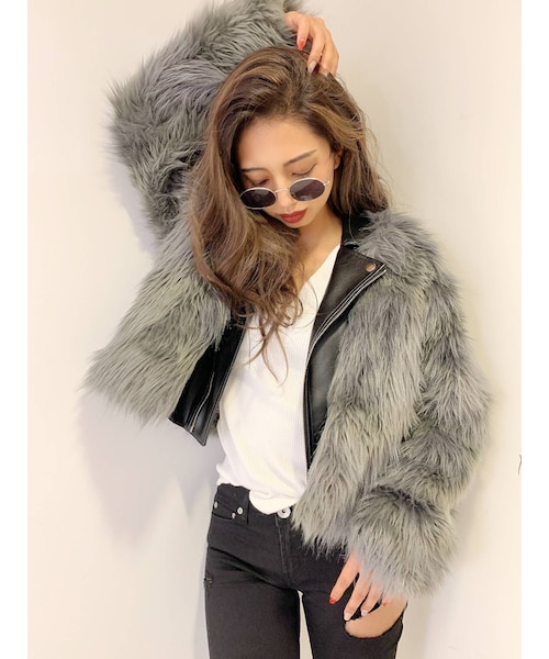 レイヤードエコファーライダースジャケット