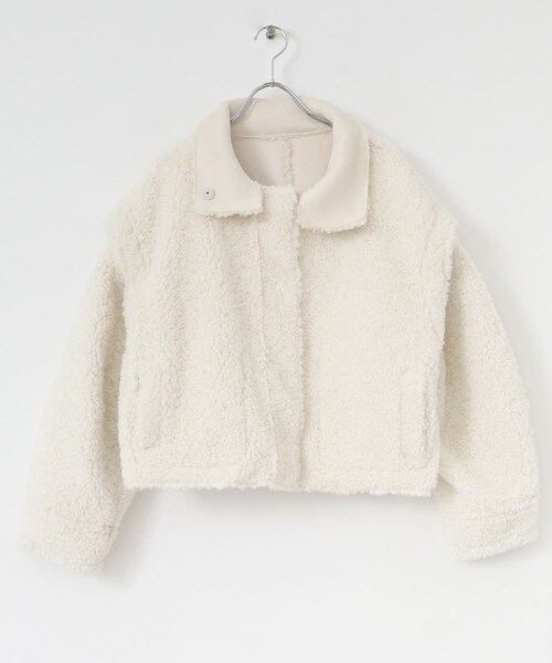 KBF（ケイビーエフ）の「マルチWAYボアジャケット（テーラードジャケット・レディース・BEIGE/IVORY/BLACK・one）」の20枚目の写真