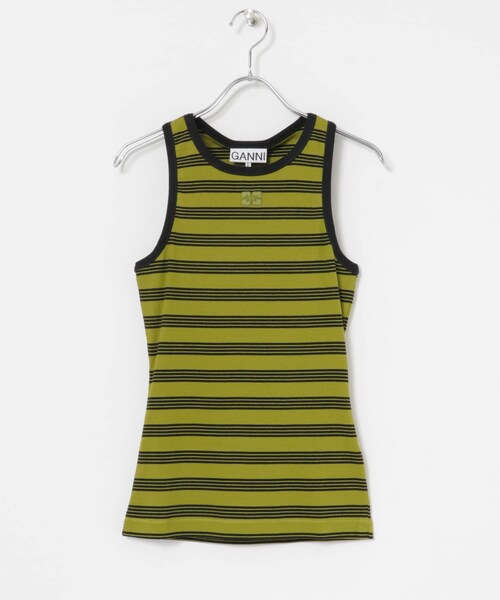 GANNI　Striped Cotton Rib Tank
