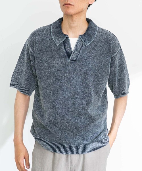 URBAN RESEARCH Sonny Label（アーバンリサーチサニーレーベル）の「インディゴパイルスキッパーポロシャツ（ポロシャツ・メンズ・ライトインディゴ/インディゴ・M/L）」の20枚目の写真