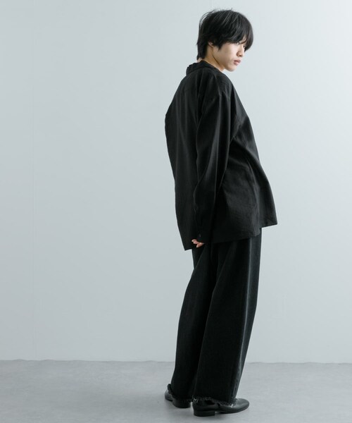 SENSE OF PLACE by URBAN RESEARCH(センスオブプレイスバイアーバンリサーチ)の「シアーストライプオープンカラーシャツ(シャツ/ブラウス・メンズ・BLACK/GREIGE/KHAKI・M/L)」の15枚目の写真