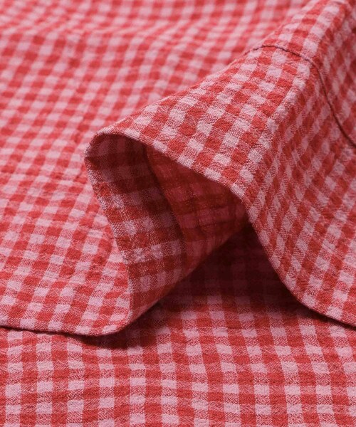 URBAN RESEARCH（アーバンリサーチ）の「『別注』Cale×URBAN RESEARCH　ギンガムチェックカバーオール（シャツ/ブラウス・メンズ・PINK×RED・3/4）」の12枚目の写真