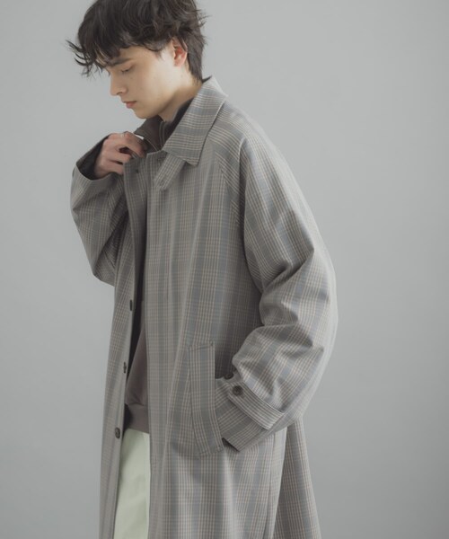 SENSE OF PLACE by URBAN RESEARCH(センスオブプレイスバイアーバンリサーチ)の「バルマカーンルーズコート(ステンカラーコート・メンズ・BEIGE/NAVY/BEG CHECK・M/L)」の2枚目の写真