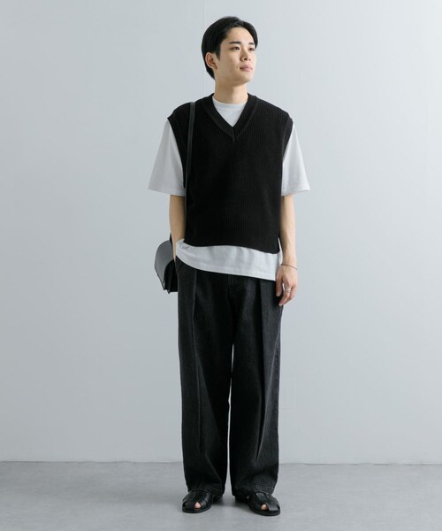 SENSE OF PLACE by URBAN RESEARCH（センスオブプレイスバイアーバンリサーチ）の「アゼアミクロップドニットベスト（ベスト・メンズ・BLACK/GRAY・M/L）」の15枚目の写真