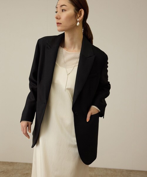 ROPE'（ロペ）の「シルクウールオーバージャケット（テーラードジャケット・レディース・ブラック/オフホワイト・36/38）」の21枚目の写真