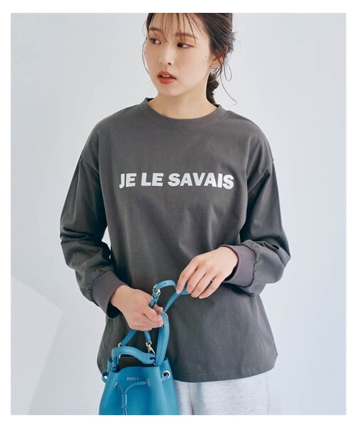 nissen（ニッセン）の「綿100％メタリックロゴTシャツ（接触冷感・UVカット）（Tシャツ/カットソー・レディース・チャコールグレー/オフホワイト・S/M/L/LL）」の9枚目の写真