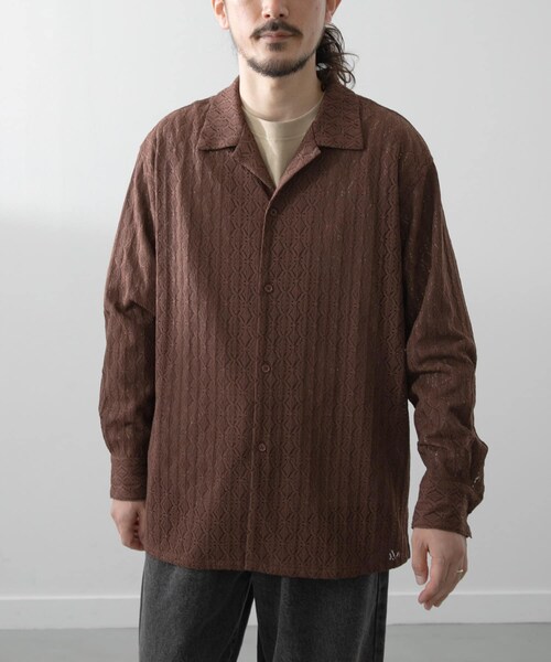 ITEMS URBANRESEARCH(アイテムズ アーバンリサーチ)の「ジオメレースオープンカラーシャツ(シャツ/ブラウス・メンズ・OLV/BRN/BLK・M/L)」の2枚目の写真