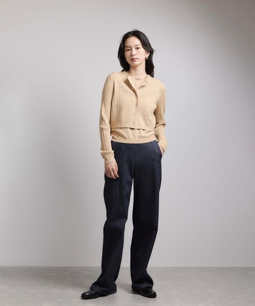 ROPE'(ロペ)の「ミニケーブルセパレートカーディガン(アンサンブル)/ イージーケア(カーディガン/ボレロ・レディース・ベージュ/ピンク系・F)」の8枚目の写真