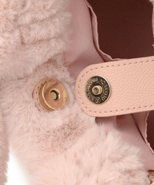 VIS（ビス）の「【2WAY】ファーリボントートバッグ（トートバッグ・レディース・チャコール/キナリ/ピンク・F）」の9枚目の写真