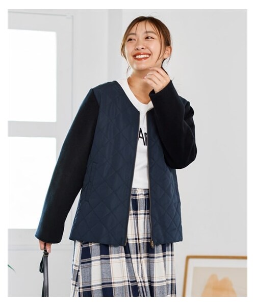 新品未使用デッサン ノーカラーJK風 カーディガン サイズ3 nissen（ニッセン）の「大きいサイズ 伸びて動きやすい中わた