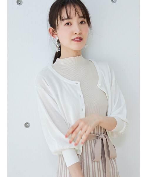 MERCURYDUO（マーキュリーデュオ）の「コンパクトシアーカーデ（カーディガン/ボレロ・レディース・オフホワイト/ブラック/オレンジ/グリーン/ブルー/ラベンダー/ベージュ・F）」の9枚目の写真