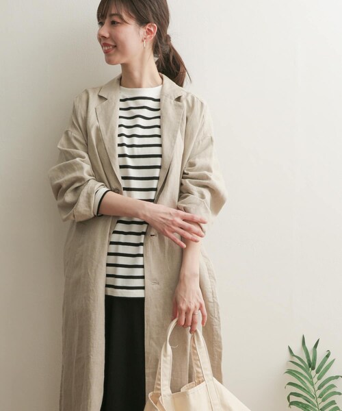 URBAN RESEARCH DOORS(アーバンリサーチドアーズ)の「リネンワイドチェスターコート(チェスターコート・レディース・NATURAL/BLUE・1)」の6枚目の写真