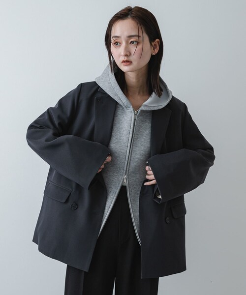 SENSE OF PLACE by URBAN RESEARCH(センスオブプレイスバイアーバンリサーチ)の「コクーンスリーブZIPパーカー(パーカー・レディース・IVORY/BLACK/GRAY・One)」の20枚目の写真