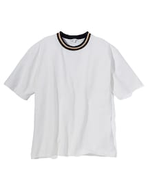 nissen | オーバーサイズリブライン入５分袖Tシャツ(Tシャツ/カットソー)