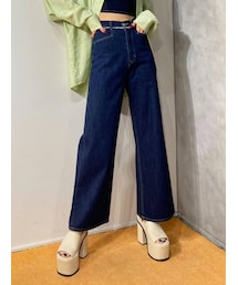 EMODA | 【セットアップ着用可】ベルトフリンジハイウエストワイドジーンズ(デニムパンツ)