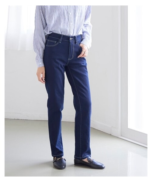 nissen（ニッセン）の「大きいサイズ ストレッチ股ずれしにくい裏起毛パウダーデニムストレートパンツ（選べるヒップ）（選べる2レングス）（パンツ・レディース・ウオッシュドブルー/ブルー/ワンウオッシュ・L/LL/3L/4L/5L/6L/8L/10L）」の18枚目の写真