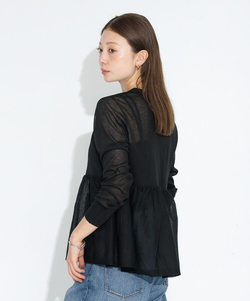 URBAN RESEARCH Sonny Label（アーバンリサーチサニーレーベル）の「シアーペプラムニットカーディガン（カーディガン/ボレロ・レディース・ライトグレー/バター/ブラック・FREE）」の7枚目の写真