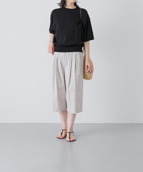 かぐれ（カグレ）の「ハイゲージコットン半袖クルーネックニット（ニット/セーター・レディース・BLACK/MINT GRAY/NAVY・Free）」の6枚目の写真